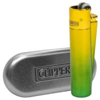 Газовая Зажигалка В Футляре Clipper Metal Green Gradient