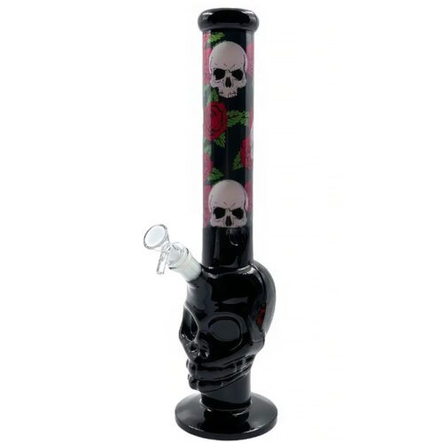Высокий Черный Бонг «Череп И Розы» High Bong Skull And Roses