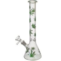 Стеклянный Бонг В Виде Мензурки Glass Bong With Cannabis Leaves