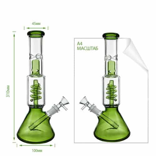 Стеклянный Зеленый Бонг Спираль Spiral Beaker Bong