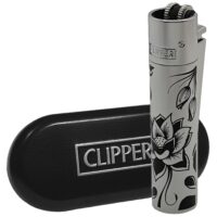 Зажигалка Газовая Clipper Flowers Metallic Silver