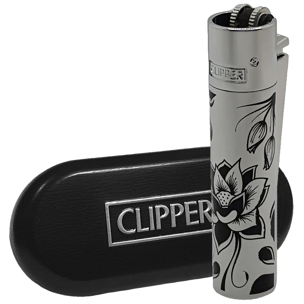 Зажигалка Газовая Clipper Flowers Metallic Silver Зажигалка Газовая Clipper Flowers Metallic Silver