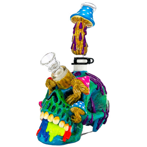 Бонг Череп Стеклянный Skull Bong With Mushrooms