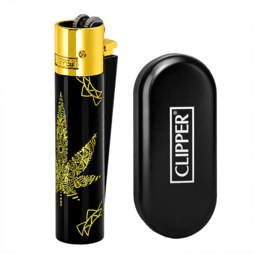 Газовая Зажигалка Clipper Metal Yantra Weed Gold