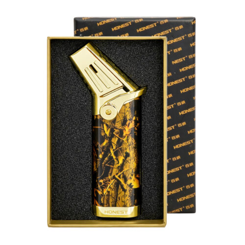 Газовая Турбо Зажигалка Honest Golden Forest Три Сопла